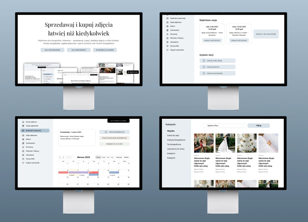 Platforma dla fotografów i usługodawców branży – sprzedaż zdjęć, rezerwacje i zarządzanie usługami online